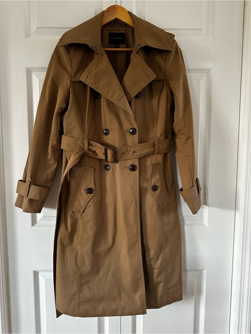 Banana Republic Dark Khaki Double-Breasted Trench Coat Size Medium